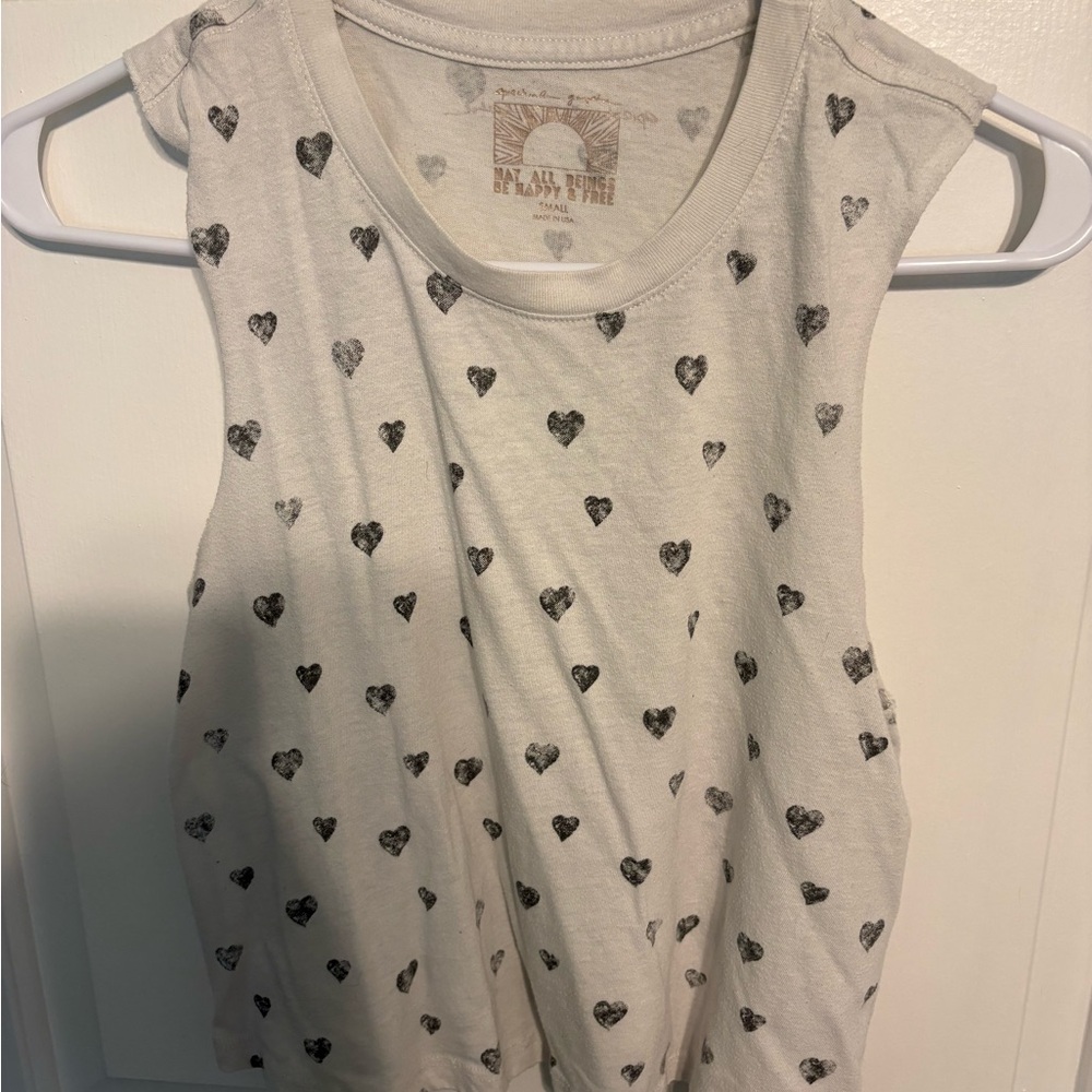 Spiritual Gangster White Muscle Tee with Black Heart Print